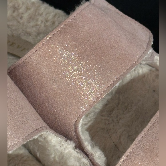 REVITALIGN Amelia Pink Sparkle Adjustable Leather/faux-fur Orthotic Slipper-10 - Picture 3 of 11